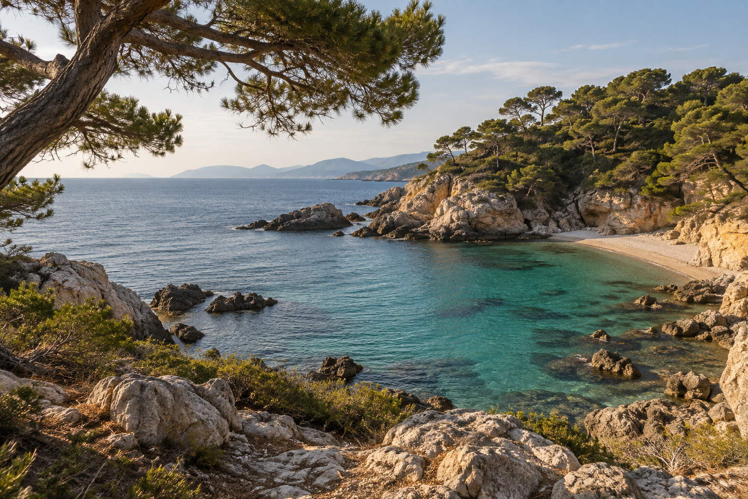 Cala de la Costa Brava rodeada de pinos